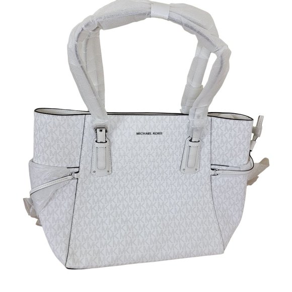 Michael Kors Jet Set East West Top Zip Signature Logo Tote Bag - Picture 4 of 11